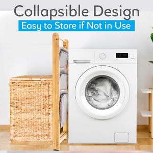 Panier à linge pliable en bambou personnalisé avec 3 paniers amovibles - Product Image 4