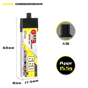 Batería LiPo RC GAONENG GNB 1S 3.8V HV 660MAH 90C A30 con Cabeza de Plástico para FPV Brushless S Mini Micro Whoops PowerWhoop Quads Quad - Product Image 3