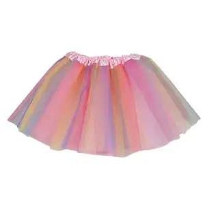 צבע להתאמה אישית קשת טול חצאית קצרה נסיכת בלט שמלת מסיבת ריקוד לילדות ביצועים ללבוש בגדים