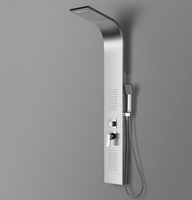 Panneau de douche mural multifonction en acier inoxydable 304 brossé de luxe avec mitigeur pour baignoire