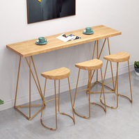 Comptoirs de bar en bois massif simples et modernes Tables et chaises longues murales Tables hautes simples Meubles de bar