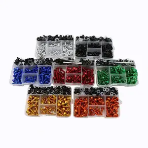 M0004 Motorcycle Fairing Bolt Kit 195pcs M5 M6 Windscreen Screws Colorful Fasteners Fairing Bolts Nut Clips Kit