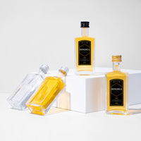 Botol Kaca Mini Kosong Persegi 50ml untuk Kemasan Sampel Vodka Whiskey Premium dengan Tutup Aman