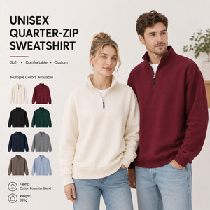 เสื้อสเวตเชิ้ตแบบซิป ¼ ตัว คอวี ทรงลำลอง พรีเมียม สตรีทแวร์ ผ้าฟลีซ สีเบอร์กันดี ไซส์ S-4XL รับผลิตตามแบบ พร้อมสกรีนโลโก้ ขายส่ง - Product Image 1