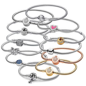 Pulsera Original de Plata de Ley 925 con Cadena de Serpiente y Dije de Corazón con Circonita Cúbica 5A para <span class=keywords><strong>Mujer</strong></span>, la Más Vendida en <span class=keywords><strong>Amazon</strong></span> - Product Image 3