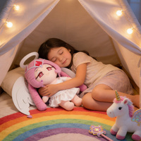 Peluche lestée personnalisée en gros avec des ailes d'ange, super douce, poupée de type Q pour enfants