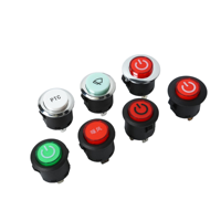 Interrupteur à trou ouvert voiture jouet à trois pattes 22mm rond en plastique rouge interrupteur d'alimentation interrupteur à bouton-poussoir en plastique sans lampe autobloquant