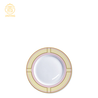 Service de table Renaissance jaune clair et or, design classique, assiettes en porcelaine fine pour cadeau de mariage et repas raffinés