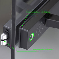 Cerradura de puerta de vidrio sin marco de oficina inteligente, cerradura inteligente Tuya Wi-Fi con manija para puerta de vidrio de partición