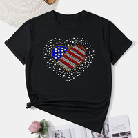 Usine Coeur Forme Strass Transfert De Chaleur pour T-shirt Drapeau Personnalisé Strass Appliques Hot Fix Strass Motif
