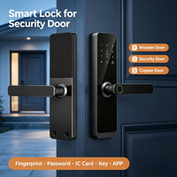 Serratura Intelligente con Impronta Digitale, Password, Carta IC e App TUYA, Maniglia con Sensore a Semiconduttore per Porte in Legno