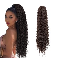 Extension de queue de cheval synthétique Deep Wave Clip-in avec cordon de serrage Boucles longues pour les styles de cheveux bouclés