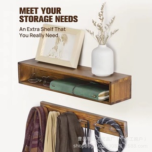 Wall-mounted storage <b>rack</b>, rustic wooden entryway coat <b>rack</b>, hallway <b>shelf</b>, sunglasses and key holder. - Product Image 1