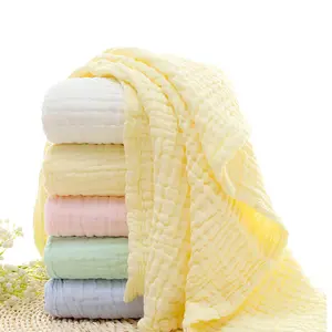 2023 детское 6-слойное Пеленальное муслиновое дышащее однотонное одеяло из органического хлопка многофункциональное одеяло для новорожденных