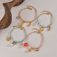 Vente chaude Océan Style Étanche En Acier Inoxydable Lune Étoile Coeur Charmes Bracelets De Mode À La Main Coloré Tresse Cordon Bracelets