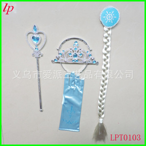 Set de Corona de Elsa de Frozen con Trenza, Tiara y Guantes para Disfraz Infantil LPT0103 - Product Image 1