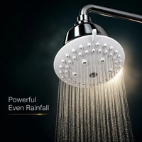 Pommeau de douche moderne rond à fixation supérieure, double fonction pluie et massage, haute pression, chromé, pour salle de bain