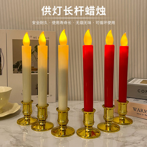 Led Taper <b>Candles</b> <b>Red</b> And White Flameless Battery Operated Moving Flame Home Decoration Birthday Wedding Party Decor - Product Image 1