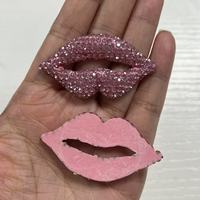 Étui de téléphone et de tablette de luxe, grand, rouge, orné de diamants, avec motifs bouche, lèvre, nœud, cœur, miroir, étoile, lumière, et breloques décoratives pour loisirs créatifs DIY