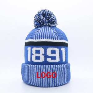 Gorros de Punto Jacquard Personalizados al por Mayor con Varios Logotipos, Gorros con Pompón 100% Acrílico, Diseños OEM ODM, Gorros Cálidos para Invierno - Product Image 1