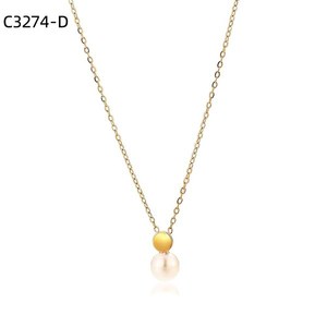Amy Amy Faux Pearl Pendant Necklace 925 <b>Silver</b> Rhodium Plated Round White Minimalist Everyday Wear <b>Snake</b> <b>Chain</b> Jewelry for Women - Product Image 2