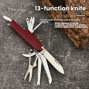 Navaja multifuncional pequeña de acero inoxidable, 13 en 1, plegable, tipo suiza, para camping, regalo, para exteriores, práctica. - Product Image 2