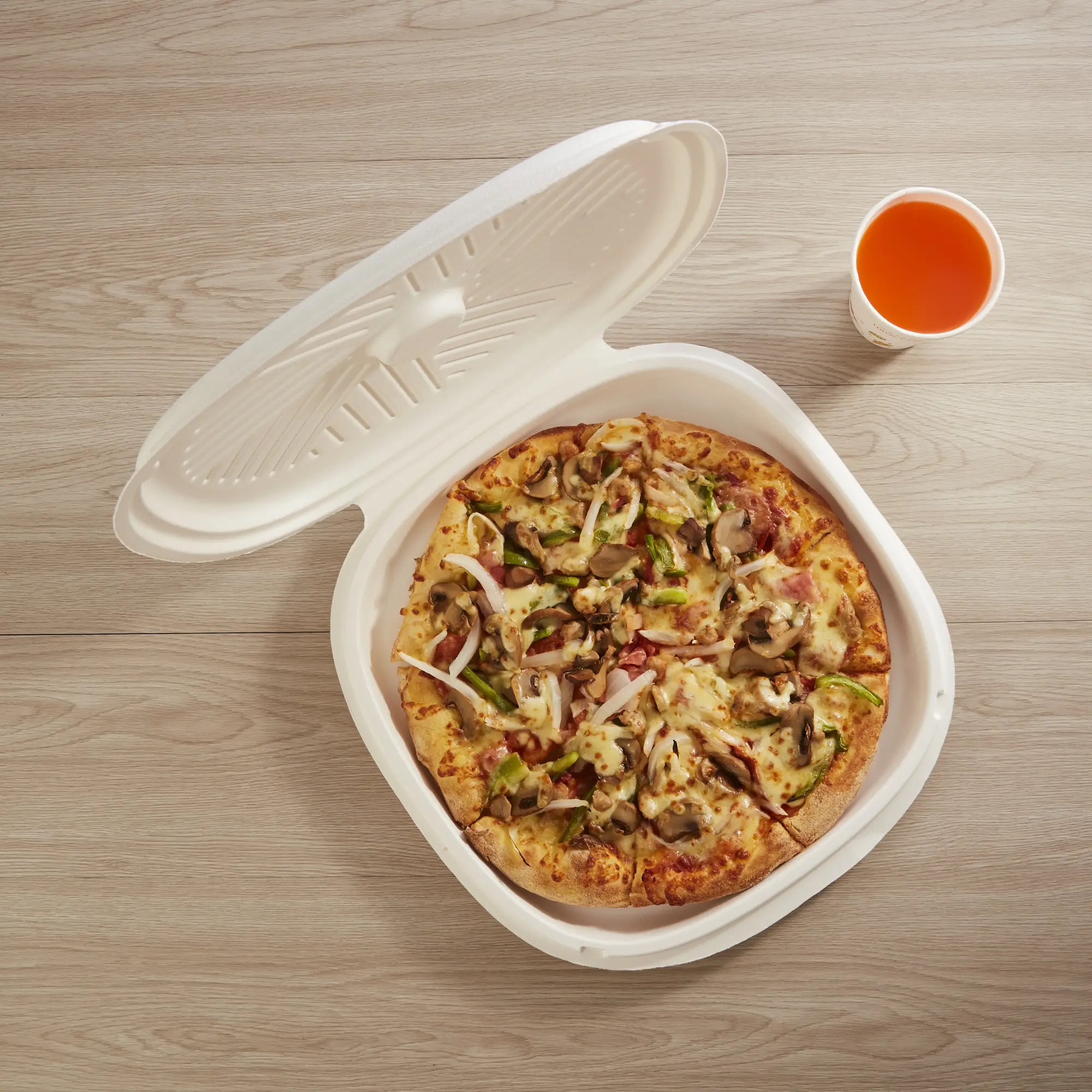 Pfas Gratis Groothandel Biologisch Afbreekbare Wegwerp Biologisch Afbreekbare Suikerriet Bagasse Pulp Mal 13.9 Inch Pizzadozen