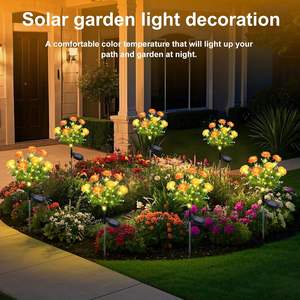 מנורת דשא חיצונית עמידה למים מנירוסטה בצורת לוטוס שלג, מנורת פטיו מודרנית IP65 סולארית עם הדלקה וכיבוי אוטומטי, תאורת נוי לחצר. - Product Image 6