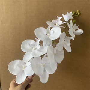 E-216 gros orchidée artificielle 9 têtes vraie touche papillon orchidée tiges Table de mariage fleurs blanches pures Phalaenopsis - Product Image 4