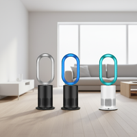 Ventilateur sans pales électrique blanc en plastique sur pied avec télécommande 10 vitesses et contrôle par application pour usage hôtelier et domestique