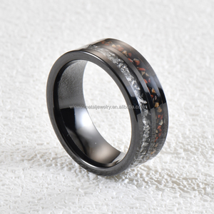 Đen vonfram vô hình thiết lập người đàn ông khủng long xương Thiên Thạch Inlay Nhẫn cưới cổ điển engagement món quà kỷ niệm - Product Image 2