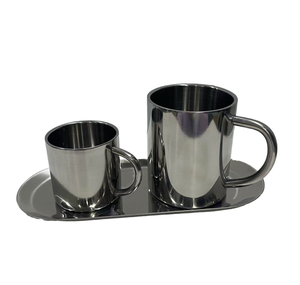 Mug de voyage moderne en acier inoxydable 304 à double paroi avec poignée et logo personnalisé, plateau métallique multi-capacités - Artisanat indien - Product Image 1