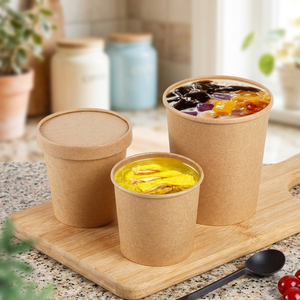 Vasos y tazones de papel kraft de 26 onzas con recipientes desechables para bebidas calientes, a prueba de fugas, para sopa, té, jugo, comida para llevar - Product Image 2