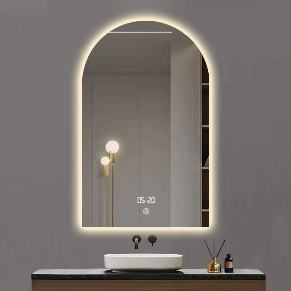 Miroir intelligent à écran tactile pour-salle de bain avec lumières led ovale toilette brouillard grand capteur interrupteur prix Bangladesh salle de bain miroirs