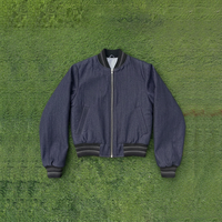 Blouson bomber en coton bleu marine pour homme, coupe classique, fermeture éclair, col rabattable, couleur unie, vêtement décontracté pour l'automne