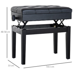 HOMCOM Tabouret de piano avec compartiment de rangement et hauteur réglable, noir - Product Image 3