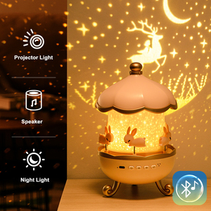 Luz de noche LED romántica con casa rotativa Proyección de cielo estrellado Mini altavoz inalámbrico Cosmic Dream para niños y adultos - Product Image 3