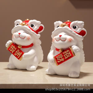 Sculpture d'art populaire Danse du Lion, Ornement créatif en résine époxy, Décoration artistique pour la maison, Cadeau de pendaison de crémaillère pour salon, Vente en gros - Product Image 4