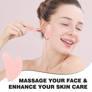 Nuovo Prodotto: Massaggiatore Facciale con <span class=keywords><strong>Rullo</strong></span> in Giada e Guasha in Quarzo Rosa con Manico in Acrilico - Product Image 5