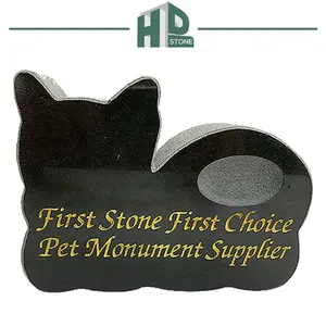 Basit tasarım siyah granit Pet mezar taşı el oyma Pet anıt