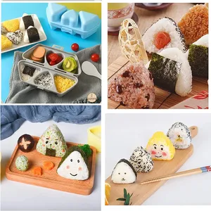 Moule à bento triangulaire en plastique écologique 6 en 1, moule à sushi japonais DIY, outils pour faire des pains de riz au nori, ensemble de sushi, outils de cuisine - Product Image 3