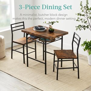 Ensemble de salle à manger moderne 3 pièces, <span class=keywords><strong>dinette</strong></span> peu encombrante pour la cuisine, la salle à manger, petit espace avec cadre en acier, support de rangement intégré - Product Image 4