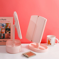 Lumières LED pliables avec miroir de maquillage à écran tactile rotatif réglable le miroir de maquillage à angle