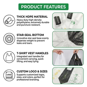 Bolsa de basura de HDPE con asa tipo camiseta, enrollada, para hogar y oficina, fabricante personalizado - Product Image 2