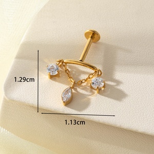 Pendientes de Titanio F136/G23 para Mujer, Marca <span class=keywords><strong>Gaby</strong></span>, Tipo Stud para Oreja y Labio, Sin Rosca, para Perforaciones en la Hélice Superior - Product Image 3
