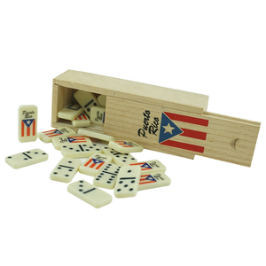 Boîte à <span class=keywords><strong>dominos</strong></span> en bois avec <span class=keywords><strong>drapeau</strong></span> portoricain imprimé, modèle 5010, logo gravé, <span class=keywords><strong>dominos</strong></span> et jeux en provenance de Porto Rico - Product Image 3