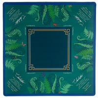 Tapis de mahjong américain à motif de fougère de la jungle vert foncé, tapis de table de jeu décoratif avec cadre papillon