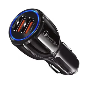QC 3.0双USB快速充电适配器车载充电器型适用于Iphone mi-cro USB C电缆电话充电器