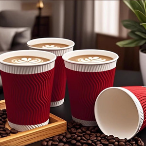 Bán buôn sóng Cốc Giấy dùng một lần giá rẻ Takeaway gợn Cốc Giấy Hai Lớp Nóng Đồ Uống Cà Phê Cốc giấy - Product Image 2