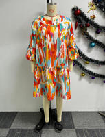 Gaun Midi Kasual Vintage Longgar Boho Motif Bunga Patchwork Warna Pink Manis Lucu Grosir Gaun Lengan Pendek Elegan